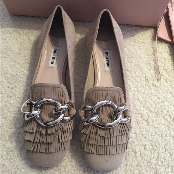 miu miu embellished Suede Loafers(eur36.5/us6.5)